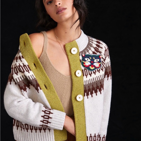 The Reeds Sweaters - The Reeds Colorblocked Fair Isle Wool Cardigan XS NWOT